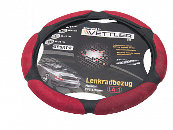 Оплетка на руль M 37-38 (2108-15,иномарки) СПОНЖ Красный 6 подушек