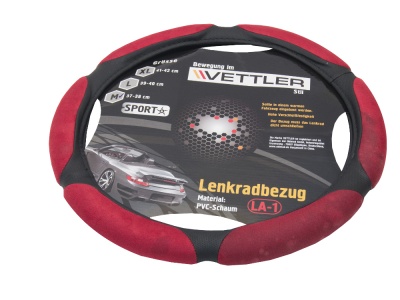 Оплетка на руль M 37-38 (2108-15,иномарки) СПОНЖ Красный 6 подушек