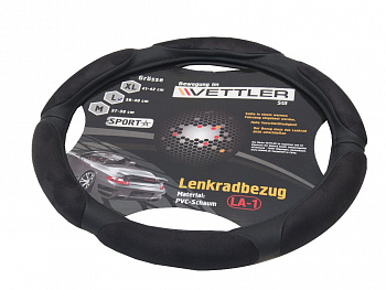 Оплетка на руль L 39-40 (классика,Волга) СПОНЖ Черный 6 подушек 