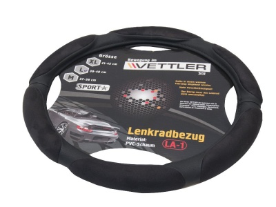 Оплетка на руль L 39-40 (классика,Волга) СПОНЖ Черный 6 подушек 