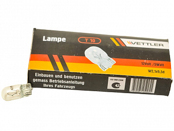 Лампа 12В бесцок малая белая ассорт ( W 5w) (9,5 мм)