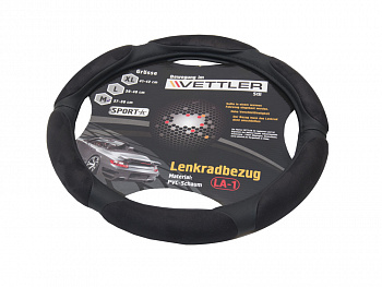 Оплетка на руль M 37-38 (2108-15,иномарки) СПОНЖ ЧЕРНЫЙ 6 подушек