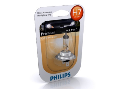Лампа гал Н7 55 W Филипс PHILIPS 12V +30% Premium (1шт)