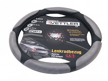 Оплетка на руль M 37-38 (2108-15,иномарки) СПОНЖ СЕРЫЙ 6 подушек