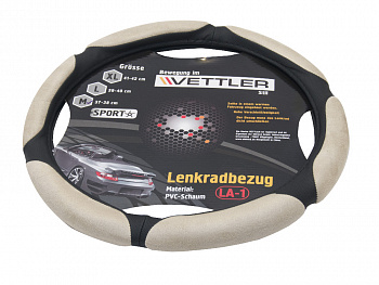 Оплетка на руль M 37-38 (2108-15,иномарки) СПОНЖ Бежевый 6 подушек